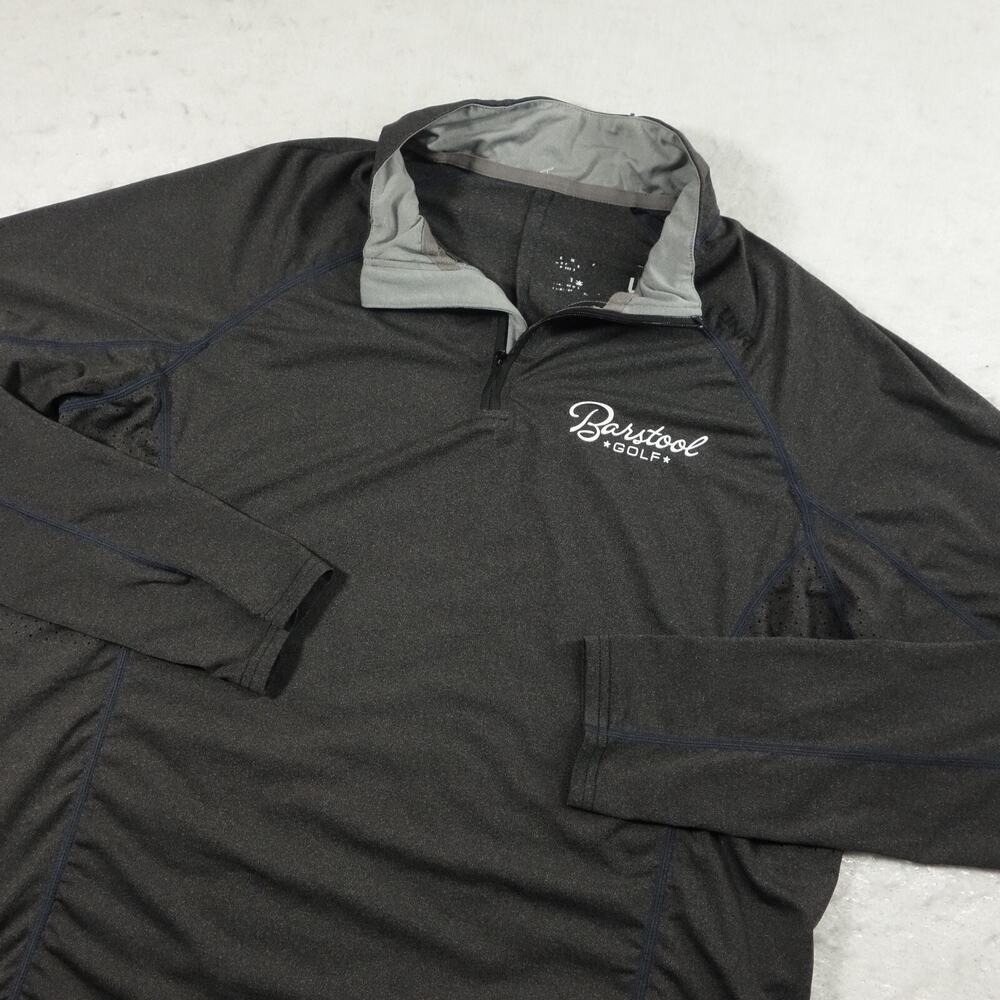 Barstools Shirt Mens Large Black 1/4 Zip Tech Performance Golf Logo